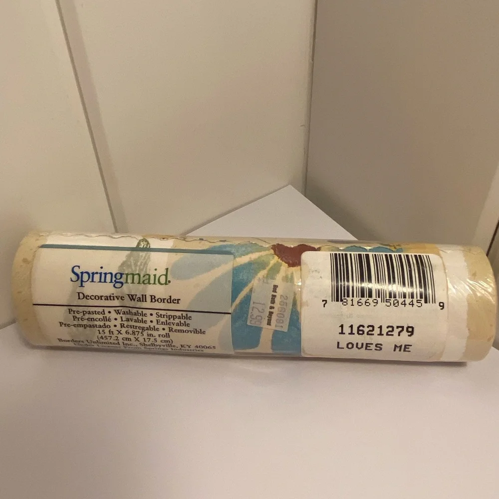 90s springmaid wall paper wall border floral LOVES ME daises Spring Maid vintage